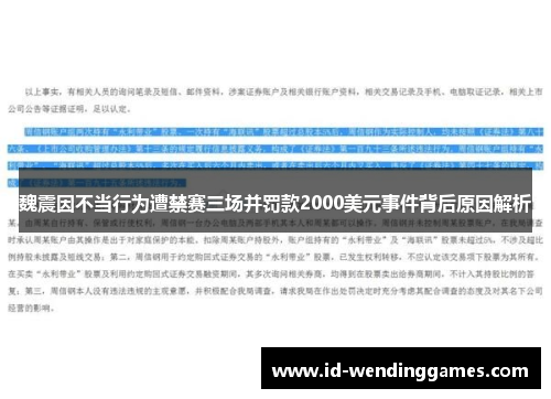 魏震因不当行为遭禁赛三场并罚款2000美元事件背后原因解析